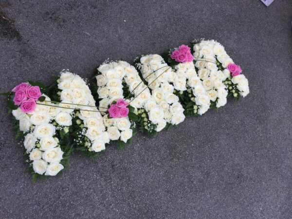 Funeral Letters – White Based With Floral Spray
