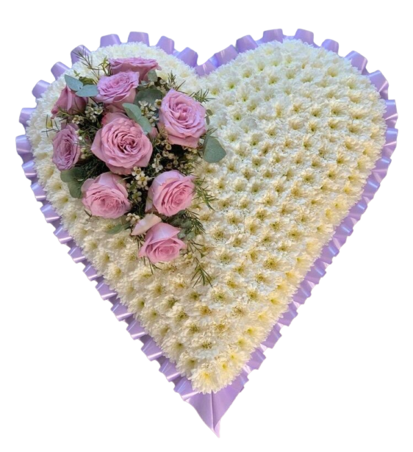 Closed Heart – White Based With Floral Spray
