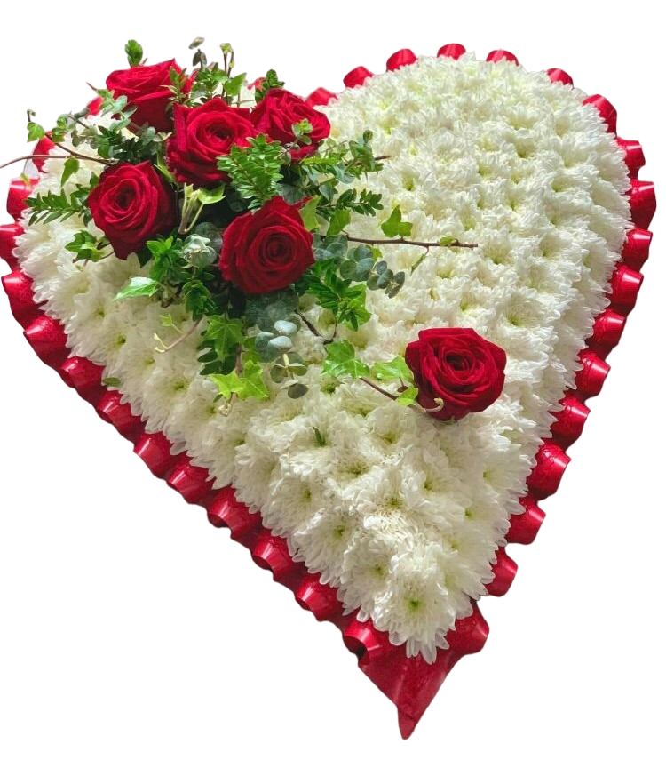 Closed Heart – White Based With Floral Spray