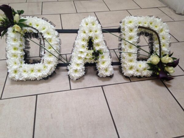 floral letters funeral