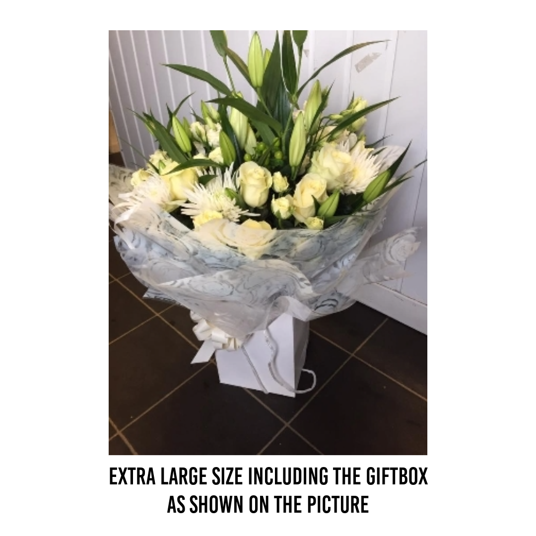 white rose and lily bouquet